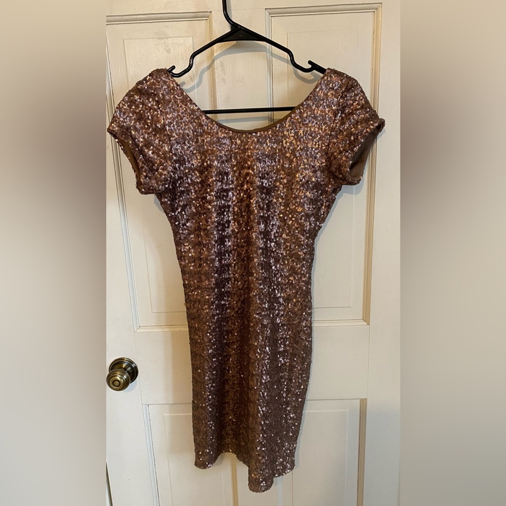 Copper Sequin Backstage Mini Dress